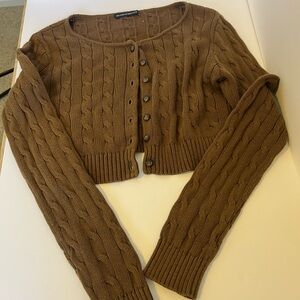 Brandy Melville Chocolate Cable Knit Cardigan
